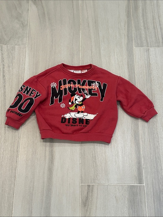 Disney Other - Zara 12-18M Disney Red Mickey Winter Graphic Kids Sweatshirt